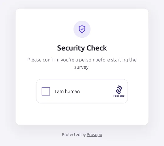 The Procaptcha widget on the security check page