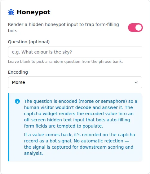 prosopo portal honeypot settings